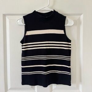 Liz Claiborne Black and Cream Striped Sleeveless Top